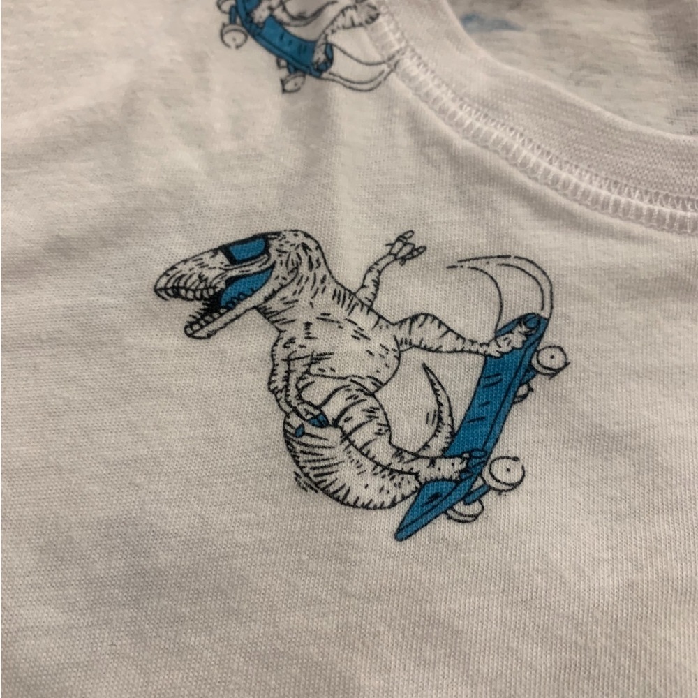 Bold Blue | White Short Sleeve T-Shirt Size 10 Skateboarding Dinosaur T-Rex - Picture 8 of 8